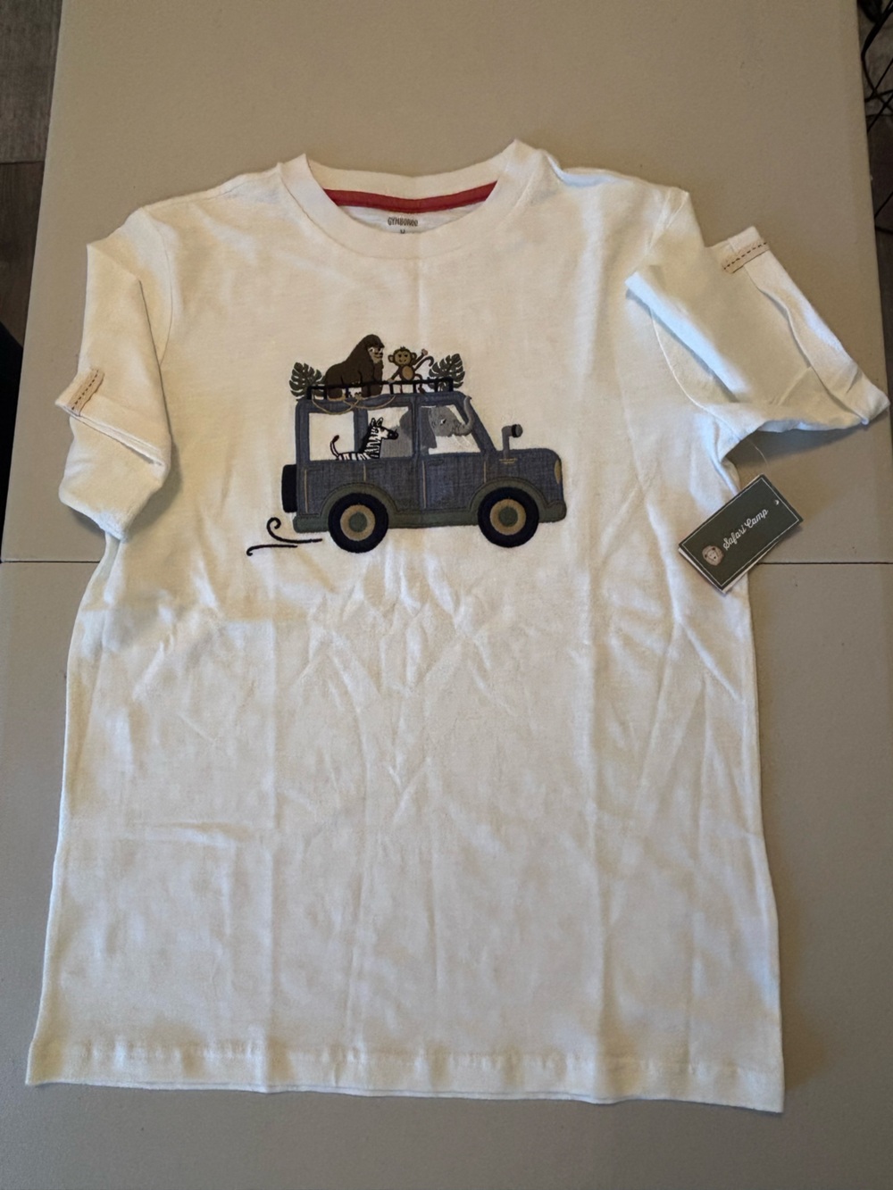 Gymboree White Tee with Safari Truck Graphic